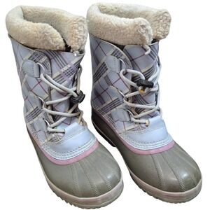 Sorel Yoot Pac Waterproof Insulated Winter Boots Plaid Lined Girls Size 5
